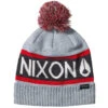 Nixon Teamster R Beanie - Heather Gray/Red