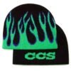 CCS Flames Reversible Skully Beanie - Black/Green -Jet Ski Store ccs flame beanie green 1
