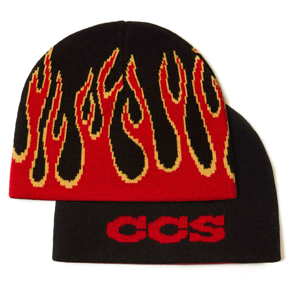 CCS Flames Reversible Skully Beanie - Black/Red 3 CCS Flames Reversible Skully Beanie - Black/Red